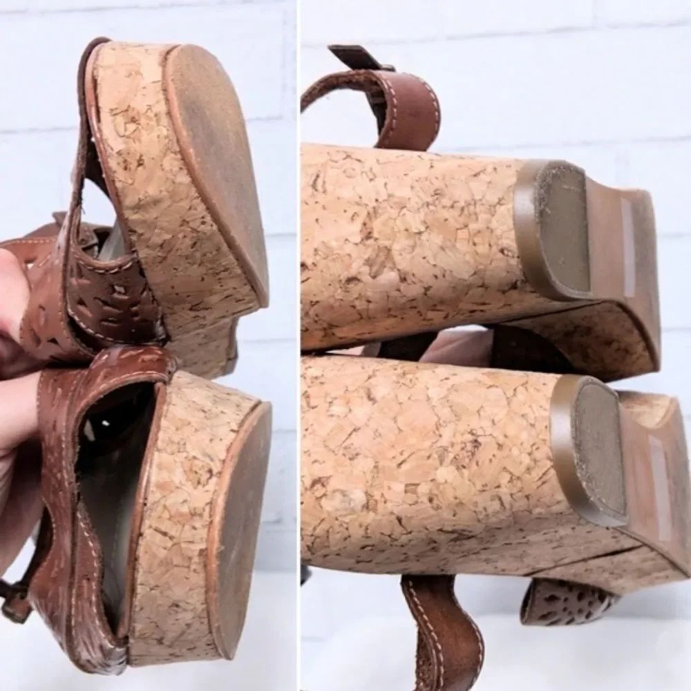 MATISSE Laser Cut Platform Wedge Sandals 8 - Picture 7 of 9